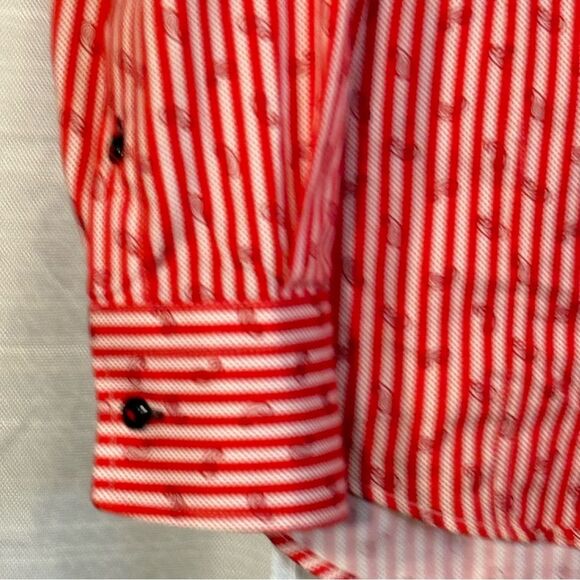 Bespoke Striped & paisley Men's Cotton Shirt contrast cuff size L button up - Picture 7 of 12